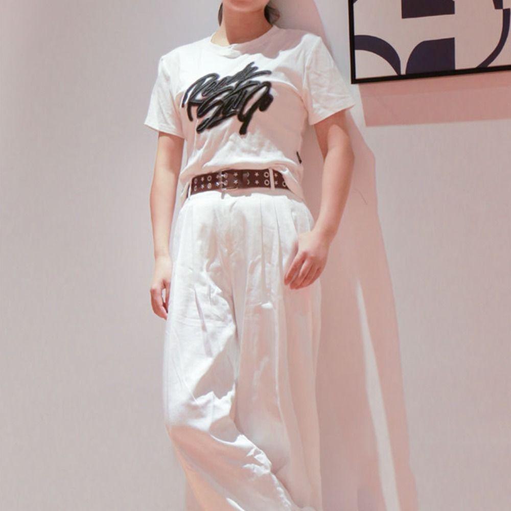 Pentagram Star Waist Belt Belt Double Row Hole Rivet Waist Belt PU Leather Waistbands Daily