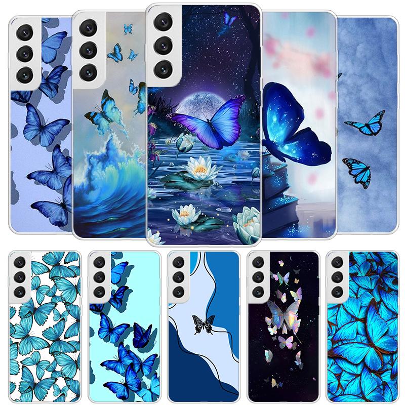Blue Butterfly Beautiful Wing Cover Phone Case For Samsung Galaxy S26 S25 Edge S24 Ultra S23 S22 Plus S21 S20 FE Soft Fundas She
