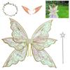 Fairy Wings Set Lightweight Fairy Costume with Floral Garland Fairy Hair Tinsel Wand Elf Ears Butterfly Wings Kit