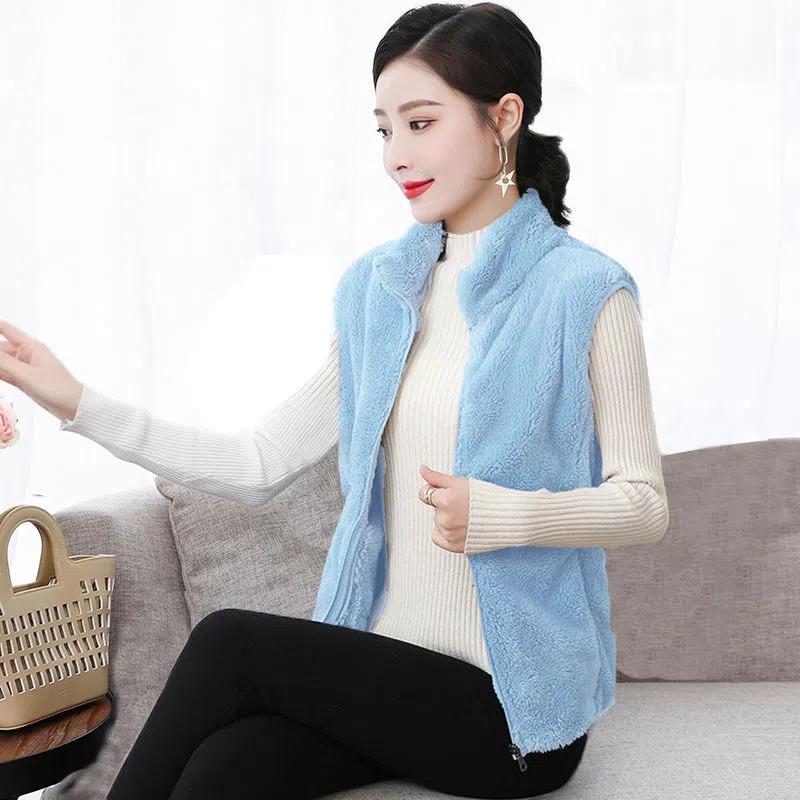 Women's Autumn and Winter Warm Hooded Thickened Loose Filled Cotton Vest Letter Printed Vests
