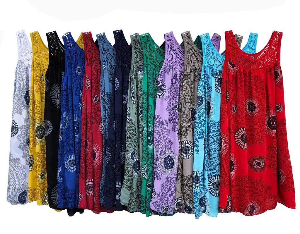 Платье-халат без рукавов с кружевным принтом - европейский и американский стиль