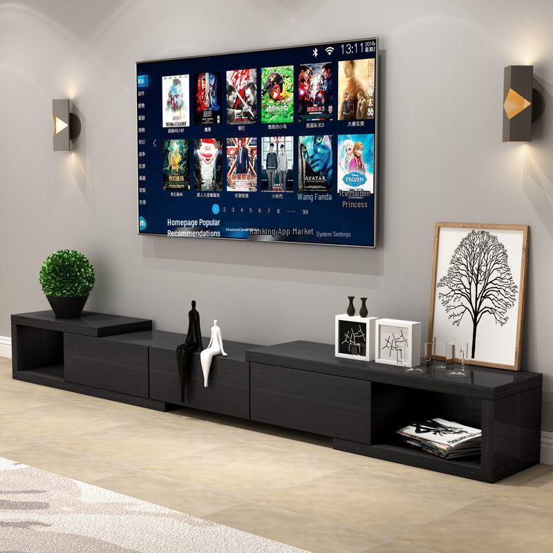 Modern Minimalist TV & Coffee Table Set for Small Apartments - Retractable Light Luxury Design
