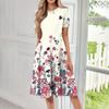 Women's Loose Casual And Fashionable Round Neck Short Sleeved Printed Mid Length Dress