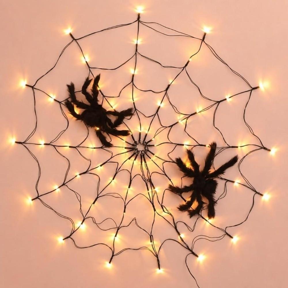 70LED Spider Web String Light 1.2M Cobweb Light Decorative Net Light Halloween Decoration