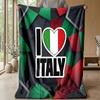 Italy Football Printed Flannel Blanket Skin Friendly Warm Decorative Throw for Indoor Couch Bed Daily Use