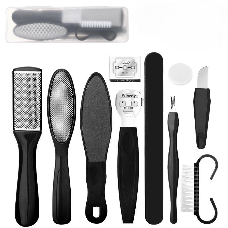 Профессиональный набор инструментов для педикюра, 10 шт., набор для ухода за ногами из нержавеющей стали 10 в 1, набор для педикюра для удаления омертвевшей кожи, рашпиль для ног
