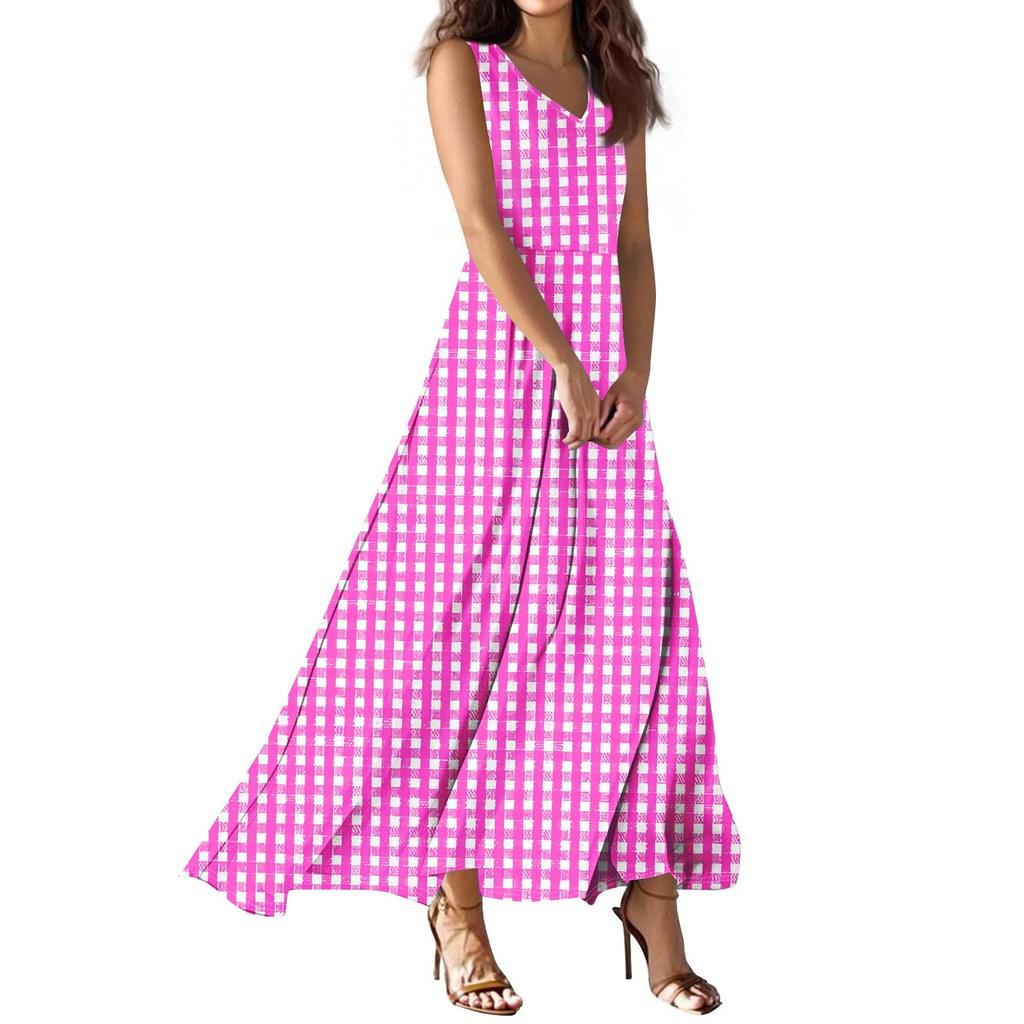 Женское летнее повседневное модное платье с принтом, платье без рукавов с V-образным вырезом