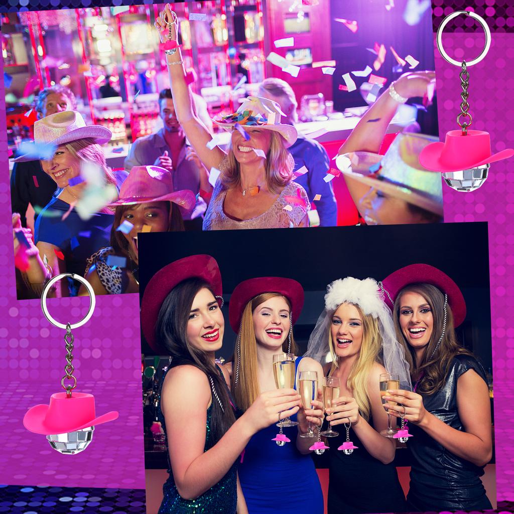 18 шт. Брелок Ковбойская шляпа Диско-шар Розовая шляпа Украшения Мини-украшения Диско-шар Украшения для вечеринки Диско-шар