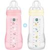 Lot De 2 Biberons - MAM BABY - Easy Active - +6 Mois - 330 Ml - Tétine Débit X - Berry + Pearl