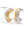 Yori Double Color Stainless Steel Metal Wave C-shaped Stud Earrings for Women Waterproof PVD Gold Plated Jewelry Gift