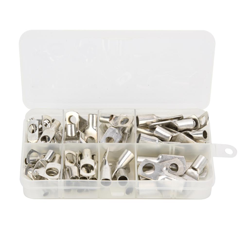 60Pcs Copper Lug Connector Ring Tinned Electrical Wire Terminals Assortment Kit SC6?SC25