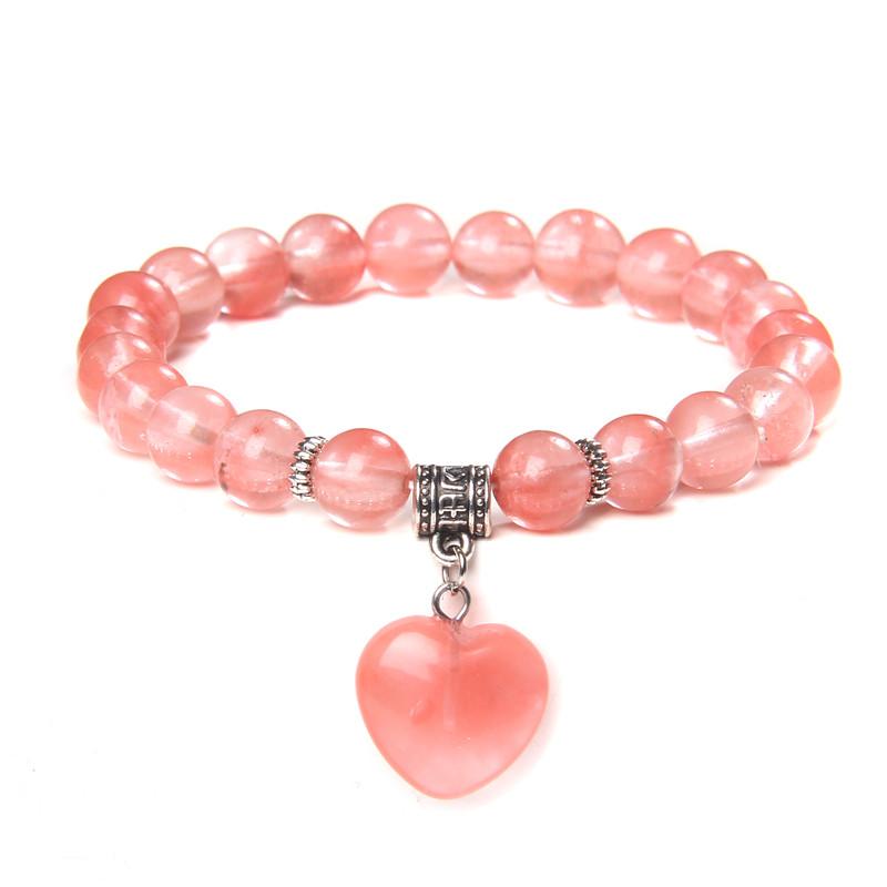 Браслет из натурального камня Unakite Jaspers с бусинами, браслет с кристаллами, в форме сердца, каменный кулон, браслет, подходящий для женщин и мужчин, ювелирные изделия