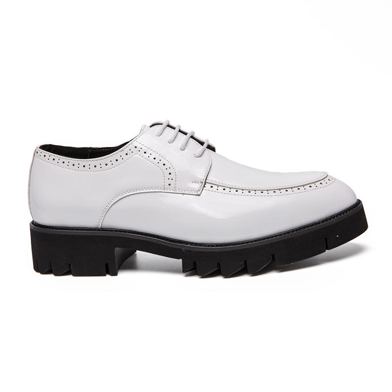 Fashion White Lace-Up Oxfords Shoes Leather Men Wedding Dress Shoes Casual Male Breathable Business Platform All-match Mens Walking Shoe