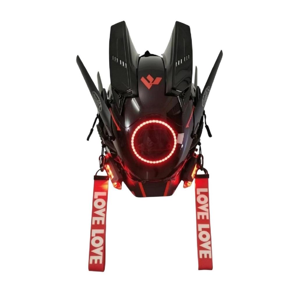 Cyberpunk Helmet Mask Adjustable Resin with LED Lights Lightweight Headgear