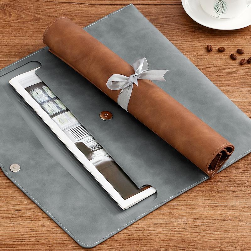 A4 PU Leather Zipper Pouch: Business Office File Bag & Stationery Folder