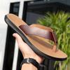 Fashion 2025 New Italian Leather Flip-flops For Men Cool Beach Summer Shoes Hotel Slippers Man Big Size 47 Light Flats Luxe Men's Shoes