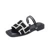 Fashion Summer 2024 New Flat Bottom Slippers for Women Fashion Square Toe Plaid Women Shoes Outdoor Casual Leisure Beach Shoes for Women