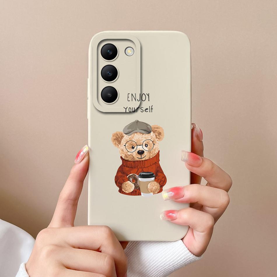 For Vivo V30 Lite V30E V30SE Phone Case Cool Bear Full Coverage Anti Drop Bumper For Vivo V30Lite V30 SE Liquid Silicone Fundas