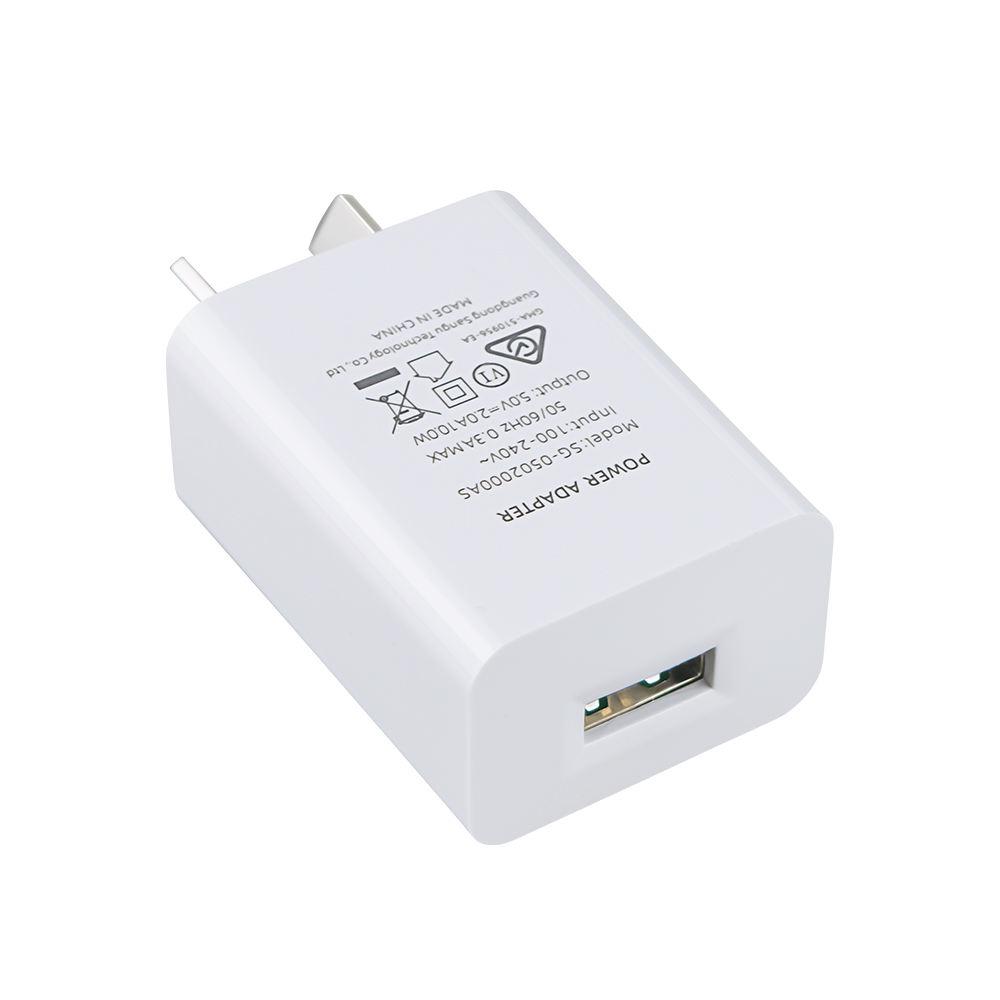 5V2A Australian SAA RCM Certification 10W USB Port High Quality Power Portable Travel Fast Charger for All Phone Wall Charger