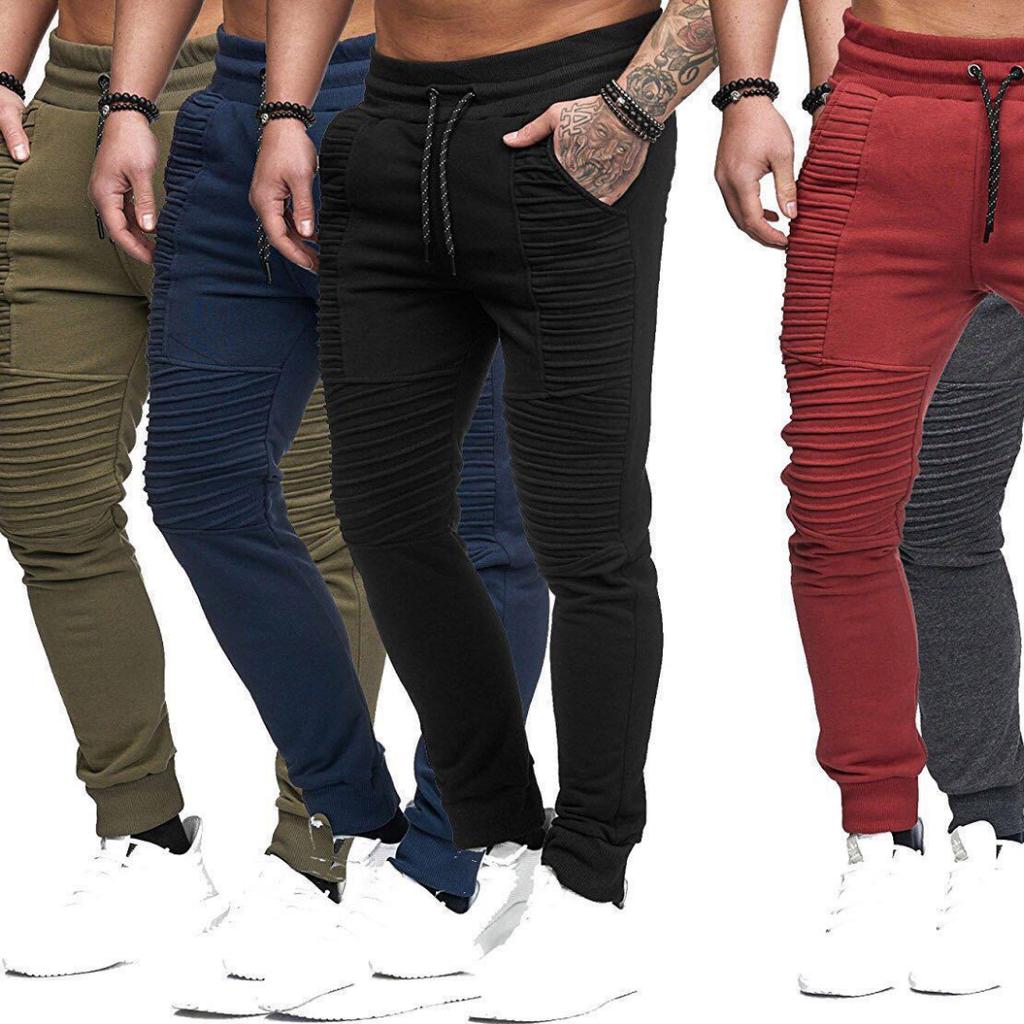 New Men's Casual Autumn and Winter Models Design Personality Sports Men's Trousers Hip Hop Striped Fitness Trousers