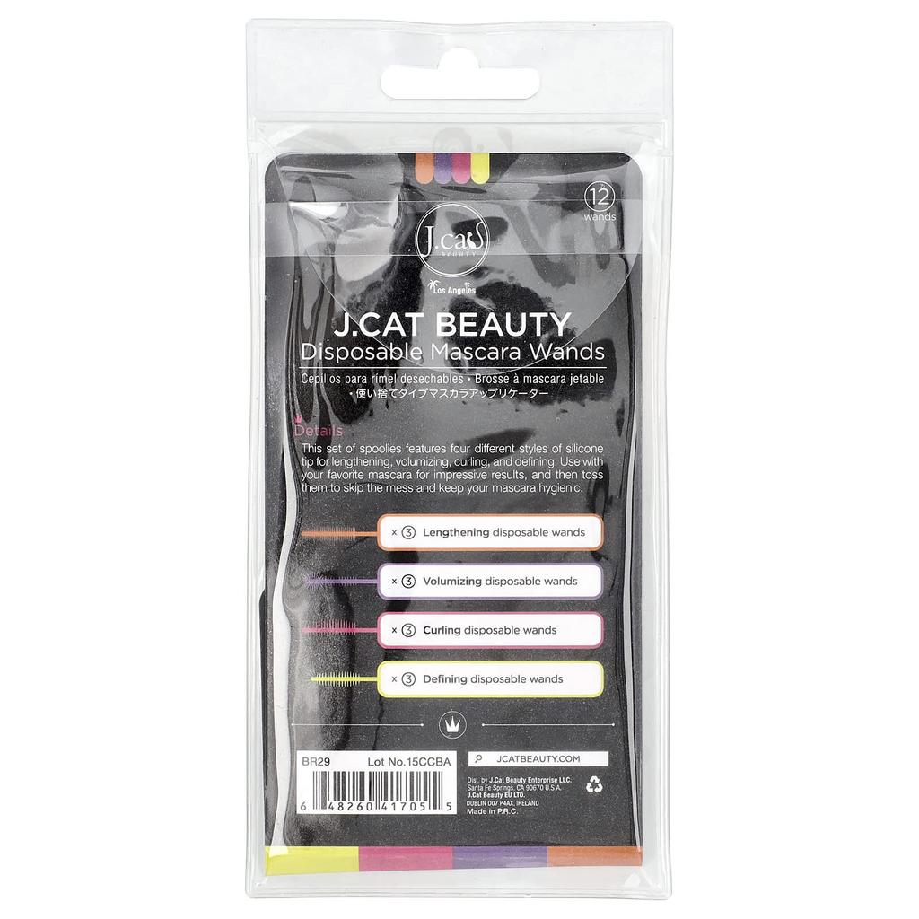 J.Cat Beauty Одноразовые щеточки для туши, BR29, 12 штук