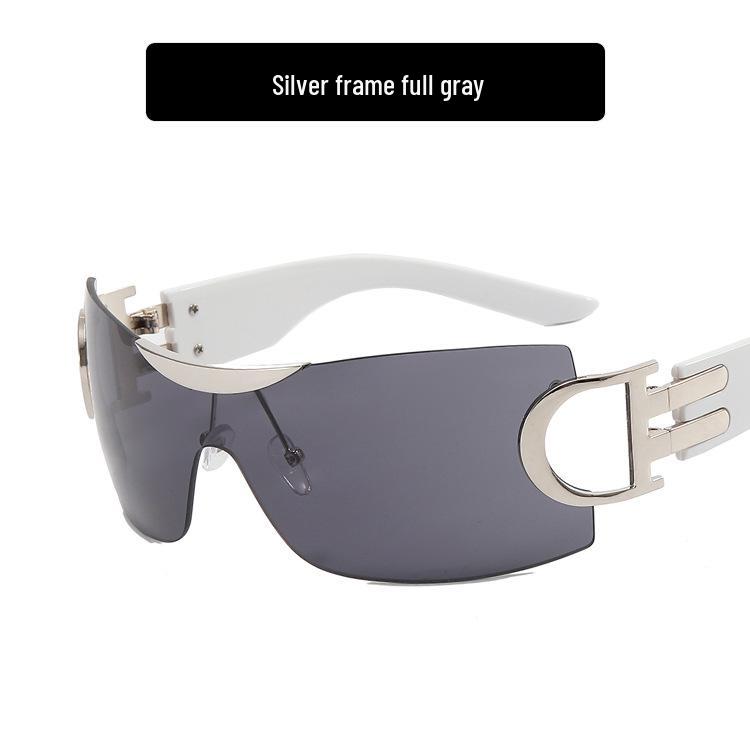 Большие безободковые солнцезащитные очки Y2K 2022 - Футуристичный спортивный дизайн