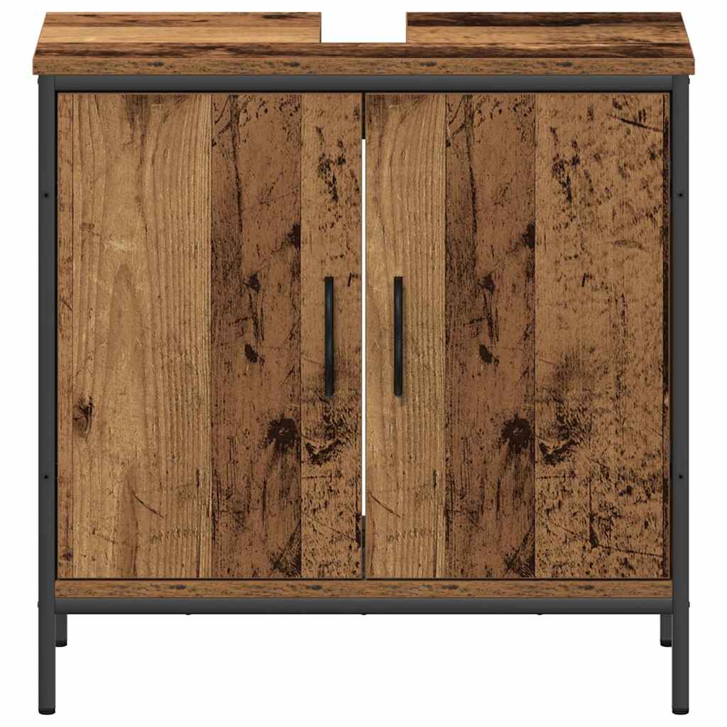Bathroom Furniture Set with Shelf and Door 2 pcs Brown Particleboard