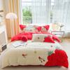 Зимний комплект из четырех предметов с вышивкой из утолщенного молочного бархата, антистатический и теплый, двусторонний бархатный пододеяльник, постельное белье из кораллового бархата.