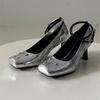 Крестообразные туфли на высоком каблуке 2025 Новые классические танцевальные туфли Черные ретро туфли на высоком каблуке Женские туфли на толстом каблуке Мэри Джейн из кожи