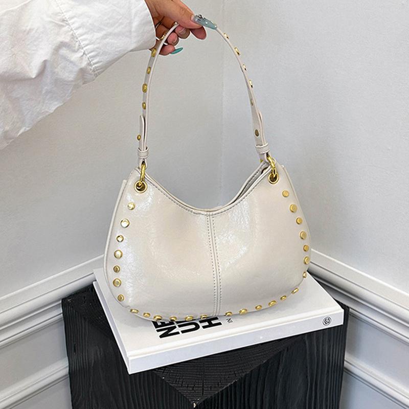 Сумка на плечо для женщин, панк-сумка под мышкой с заклепками, клатч из ПУ кожи с заклепками, модная сумка-хобо для работы, путешествий, шопинга CLE