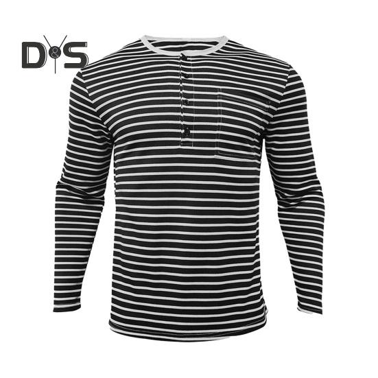 Осенне-весенний мужской топ с V-образным вырезом, полосатым принтом, цветной свитер с длинными рукавами, повседневная рабочая рубашка средней длины