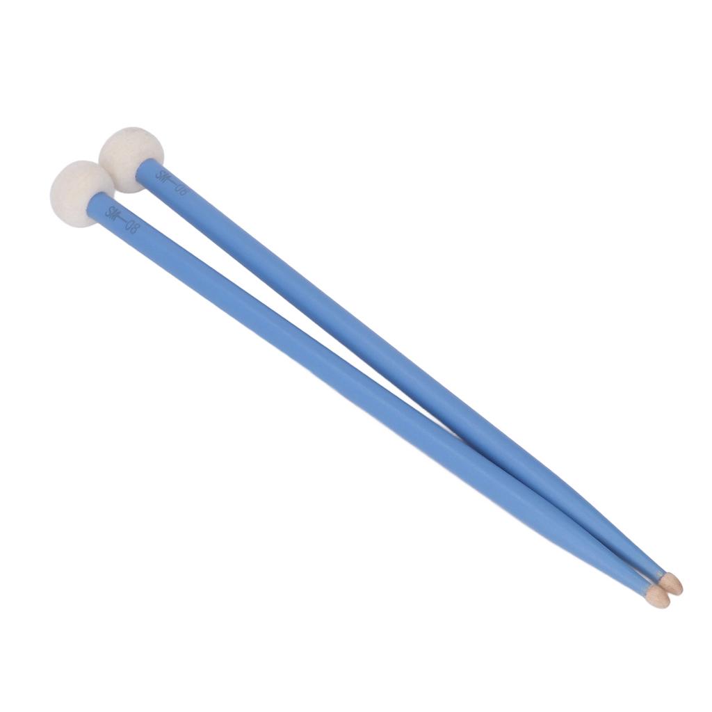 2Pcs Drum Mallet Felt Head Wooden Handle Non Slip Instrument Accessory Set Kit for Playing Blue