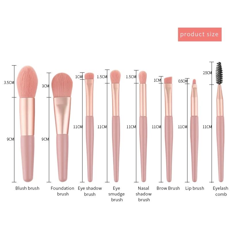 8 Pcs Mini Travel Portable Soft Makeup Brushes Set Eye Shadow Foundation Powder Eyelash Lip Concealer Blush Make Up Brush Set
