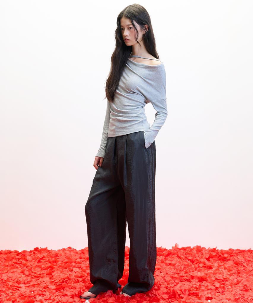 HAE BY HAEKIM [Atelier] Топ с драпировкой на бретельках_Серый