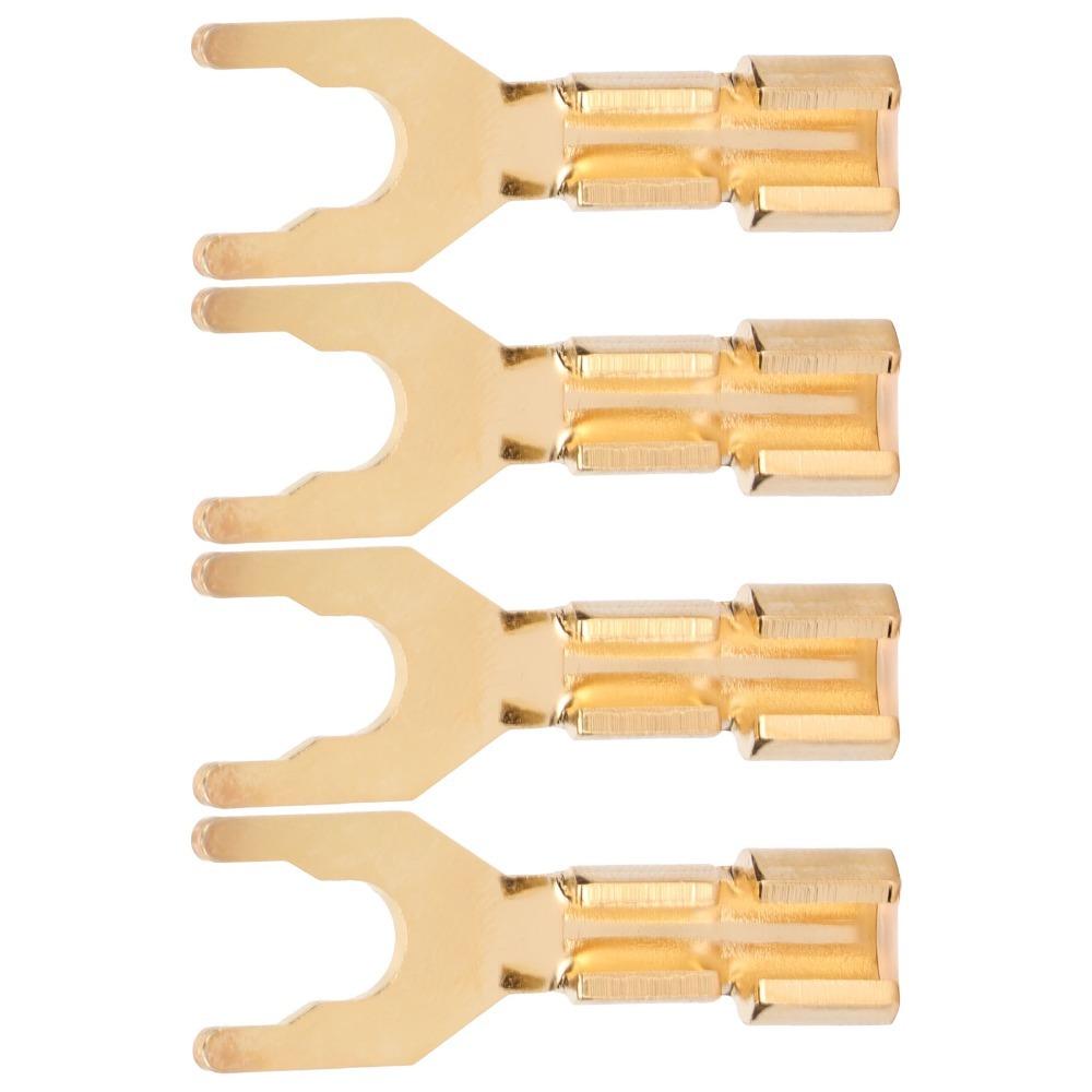 4PCS 45 Degree Fork Spade Speaker Connector Pure Copper Fork Speaker Wire Connector For Amplifiers