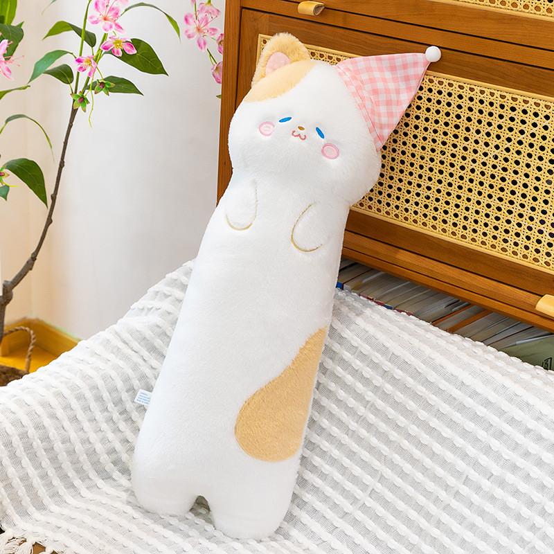 Plush Star Cat Long Animal Pillow With Sleepcap Design For Girls Sleep Relaxation Bedside Support