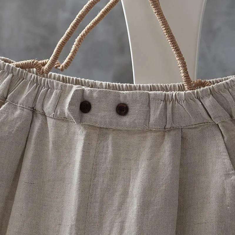 Женские летние свободные тонкие повседневные брюки однотонные хлопковые льняные брюки Nine Minutes Harun