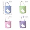 Embroidery Easter Rabbit Basket Plaid Easter Gift Basket Reusable Toys Storage Bag  Nursery Storage