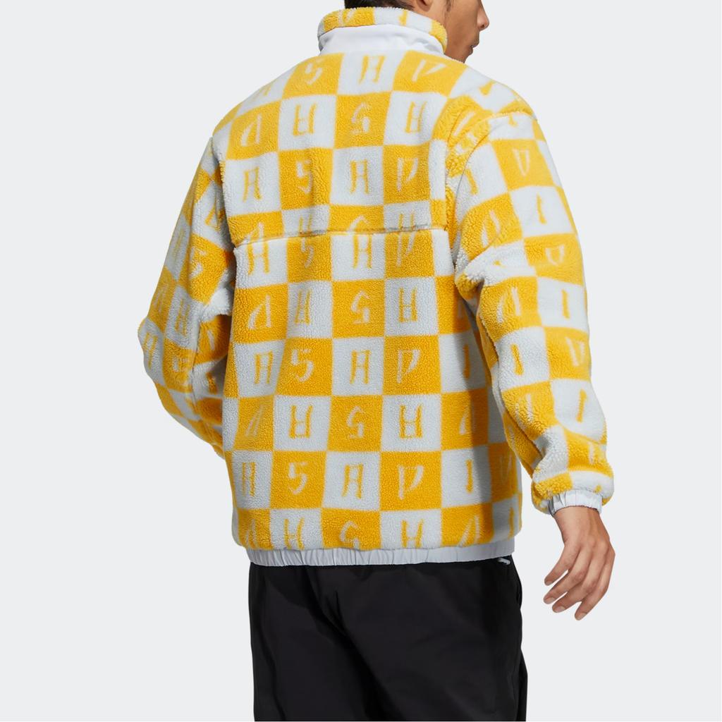 Adidas Спортивная стильная ретро-куртка с воротником-стойкой и застежкой-молнией, двусторонняя флисовая куртка для мужчин, светло-голубая, белая H39242