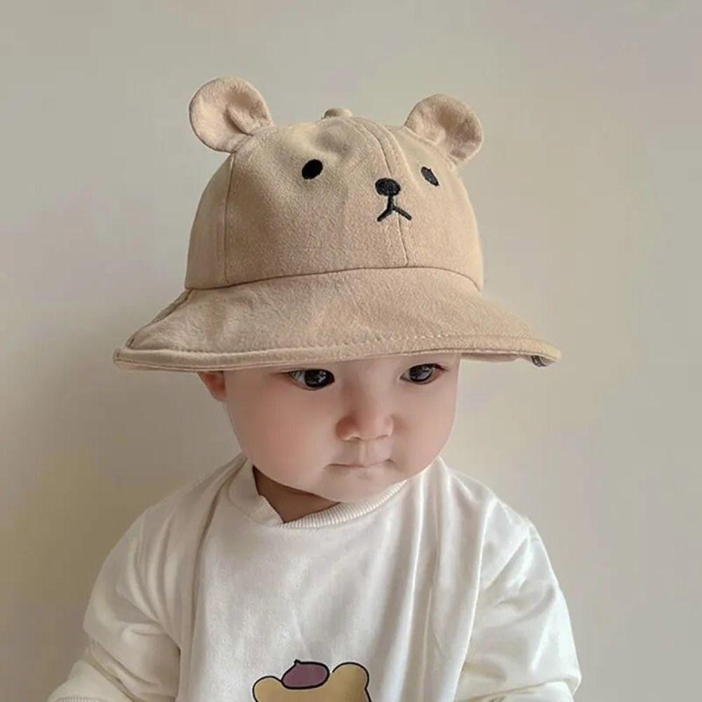 Cotton Baby Bucket Hat Korean Boys Girls Sunhat Lovely Baby Bear Hat Toddler