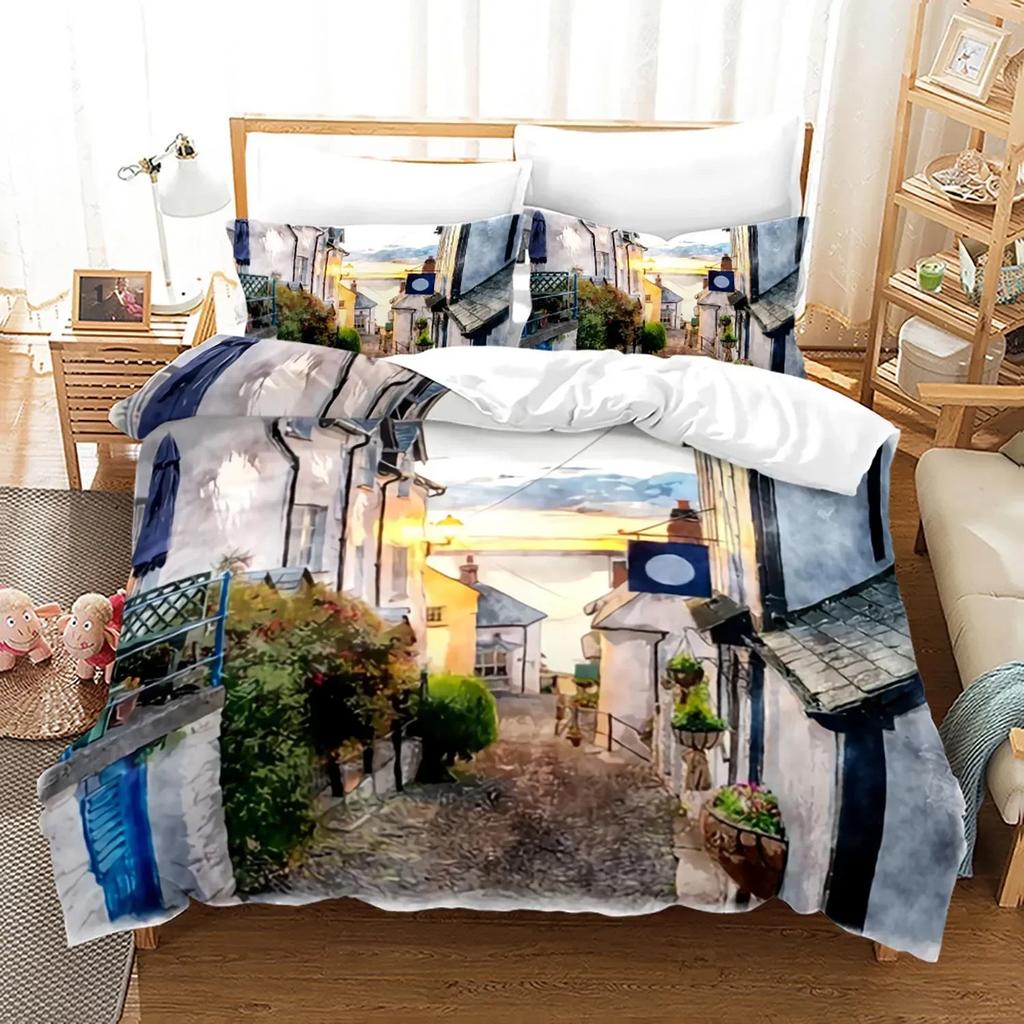 Ocean Tropical Island Palm Trees Comfortable Duvet Quilt Cover Pillowcase Bedding Set Children Bedroom Decoration Home Textile