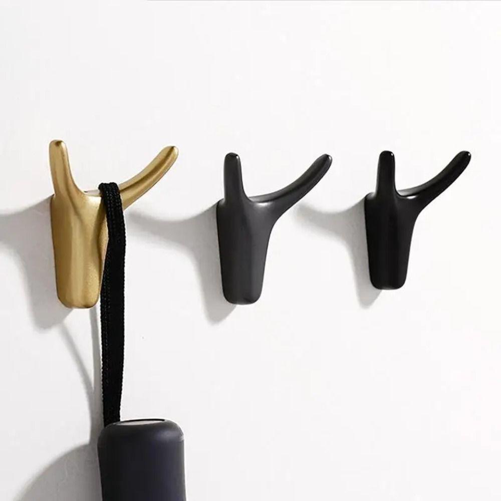 Zinc Zinc Zinc Alloy Wall Mount Hook Hanging Cabinet Storage Hook Bedroom Ox Horn Dual Hanger  Coat