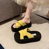 Summer new beach seaside wear woven slippers women's versatile thick bottom one-word sandals