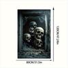 2D window decorative background, 1pc skull-themed background window banner, broken window and stacked skeleton design