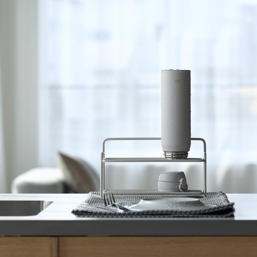 Подставка для бутылок ideaco Bottle Water, 2 яруса, ширина 23,3 x глубина 9 x высота 13,3 см, кухонные сливы, скульптура, бутылка D, цвет черный