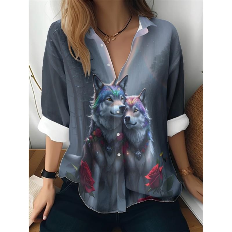 Womens Loose Fit Long Sleeve Cotton Linen Shirt With 3D Floral Print Casual Blouse 2025