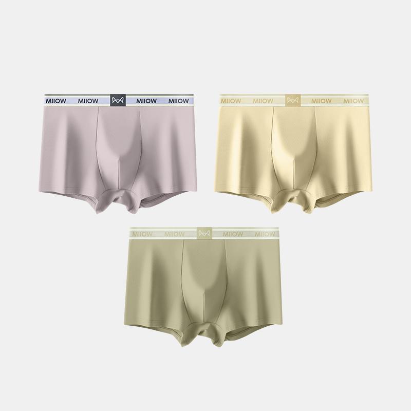 MiiOW 3Pcs Men's Underwear Graphene Antibacterial Underwear Soft and Comfortable Cotton Underwear Flat Corner Underwear L-5XL