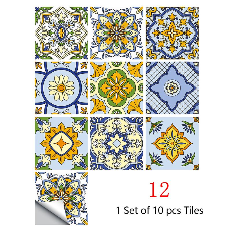 10 шт., кухонные украшения, плитка, наклейки, стикер на стену, водонепроницаемый цветок, плитка, домашний декор