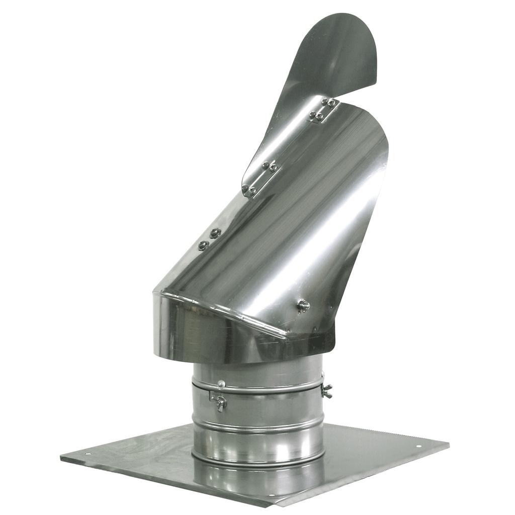 150Mm Chimney Cowl Fin Design Anti Downdraught Flue Air Extraction With Extra Roof Plate