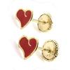 Les Trésors De Lily [J0414] - Red 'Love' Earrings (Gold - 9 Carats) - 6x5 Mm